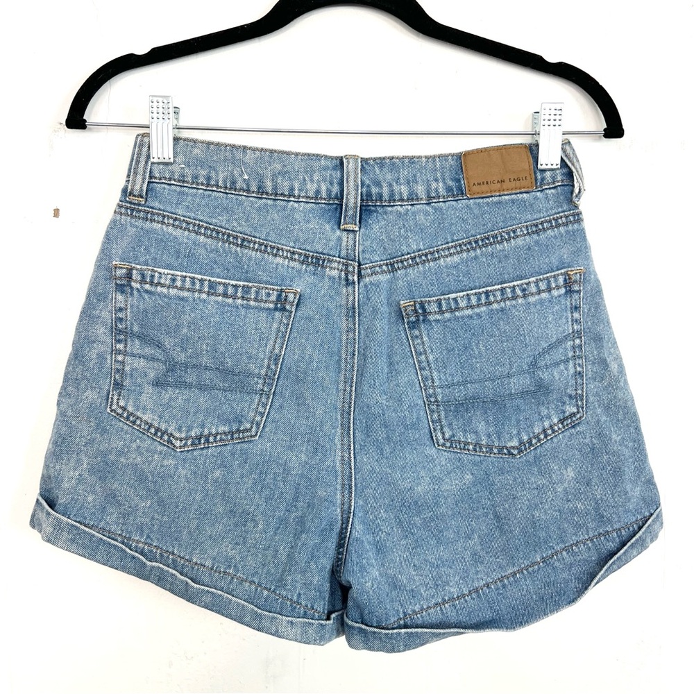 American Eagle Mom Short Jean Shorts Size 0 Stone Wash Cuffed - Picture 3 of 6